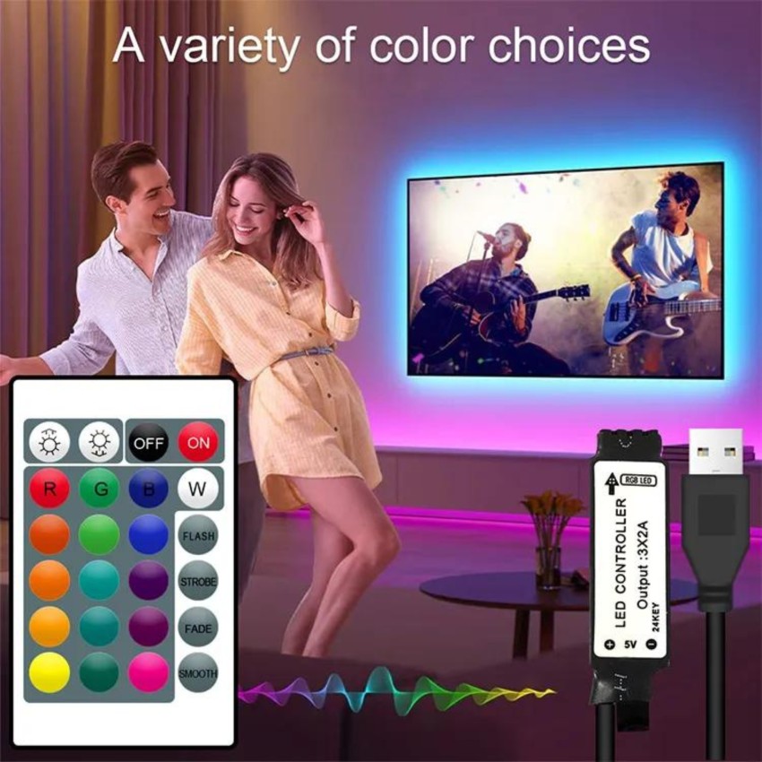 XERGY USB 5V Powered RGB LED Flexible Strip Light With Black PCB TV  BackLight Kit Computer Case LED Light 1Meter 3.28Ft Multi-colour 30leds  Flexible