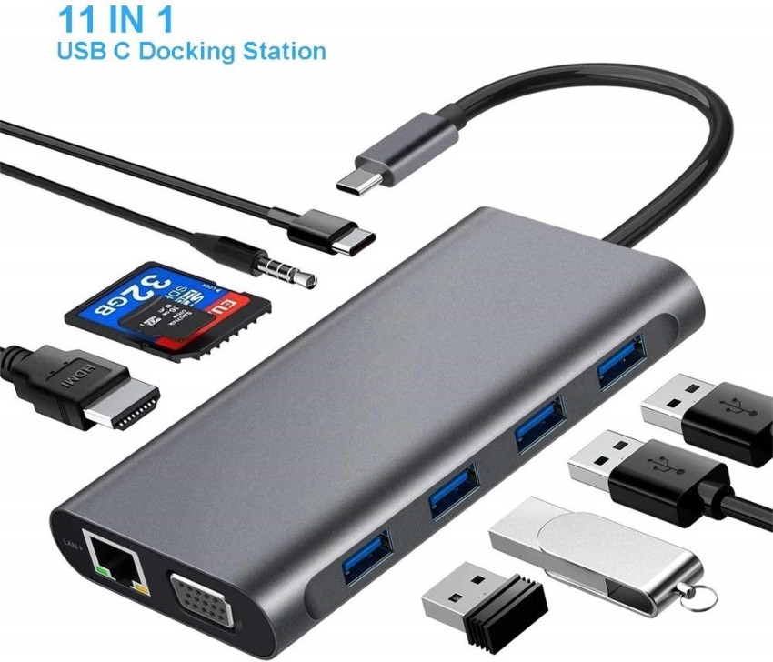 NOVOO Docking Station Triple Display USB-C HDMI+VGA+Ethernet+100W