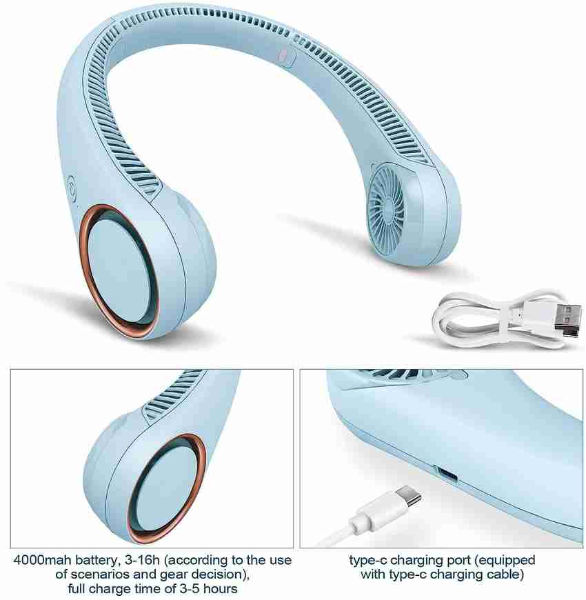 Zhuse Headphone Design USB Rechargeable Type C Neck Fan for