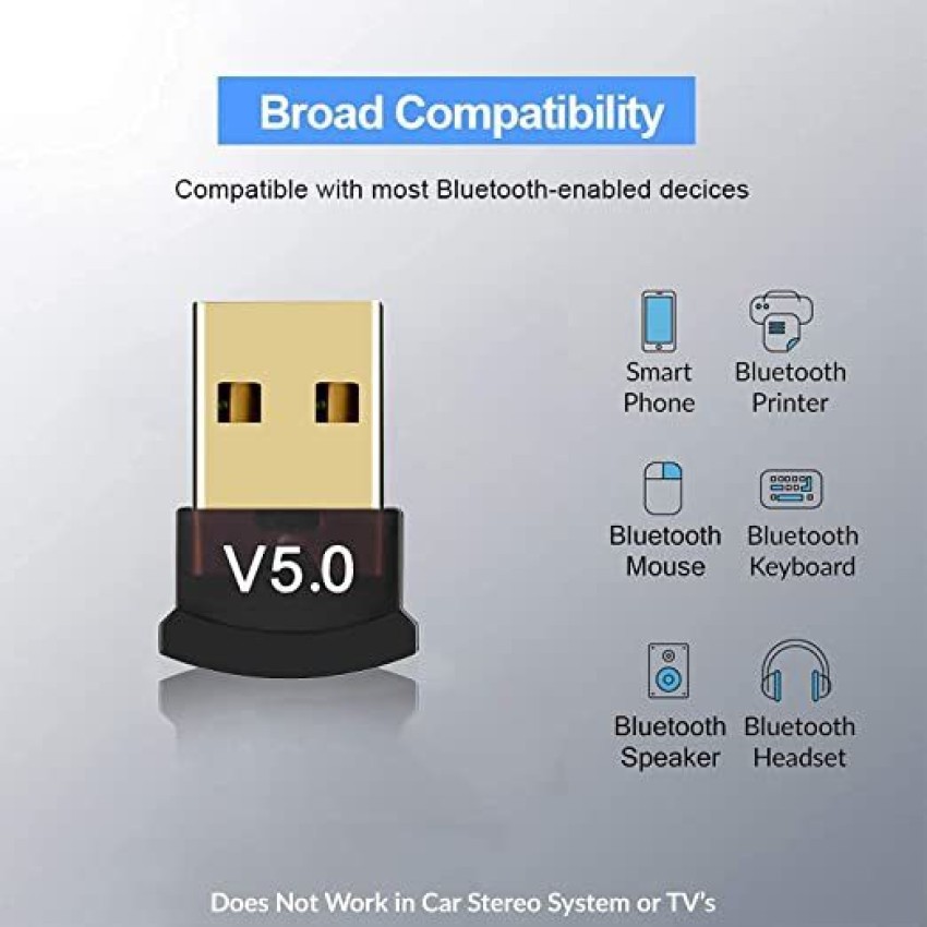 Bluetooth 5.0 USB Wireless Adapter Dongle Windows PC Laptop Keyboard  Speakers