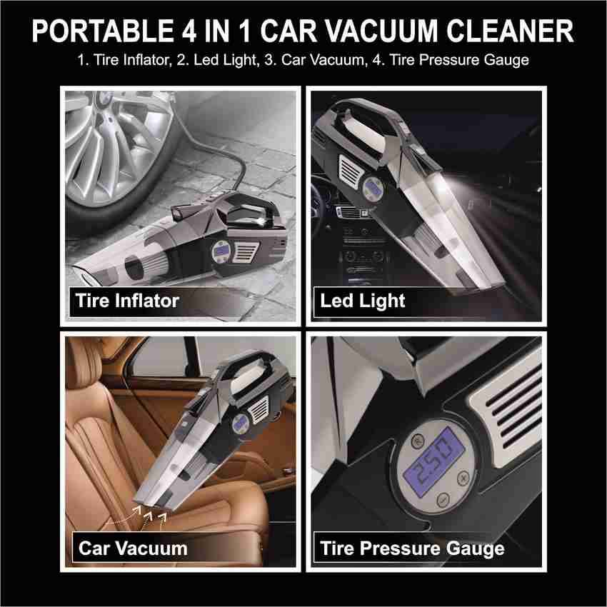 Vacuum cleaner outlet with tire inflator