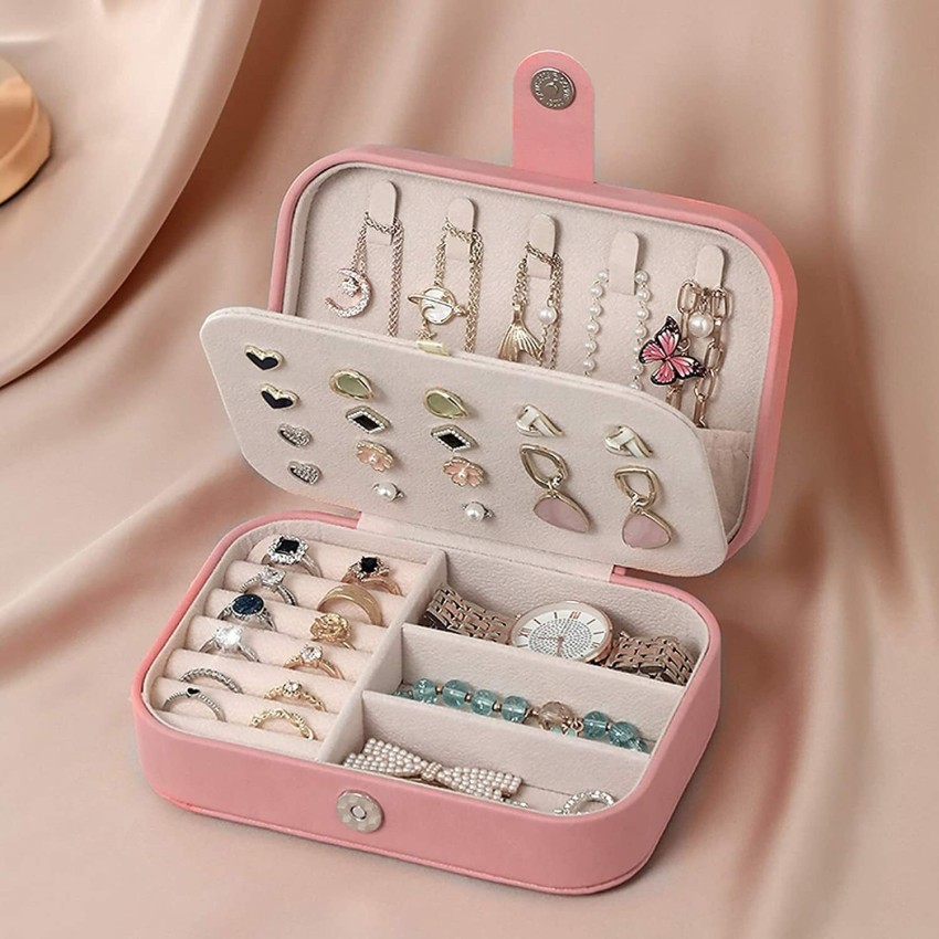 Aibzi Jewellery Case, Earring Organizer Box, Mini Jewellery Box,Portable  Jewelry Box Storage For Jewellary Vanity Box