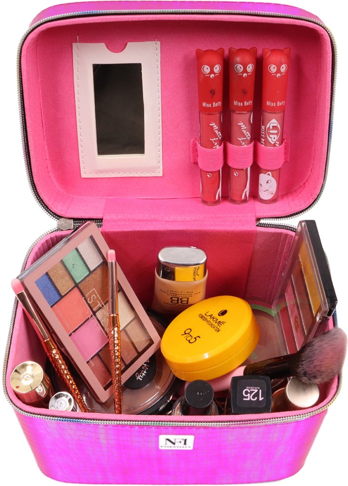 NFI essentials Set of 3piece Makeup Box Makeup Bag Set of 3, Cosmetic Bag, Jewellery Bridal Bag, Vanity Beauty Case Organizer for Wedding