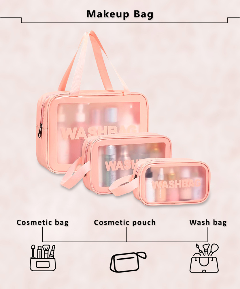 JASODANANDAN Makeup Bag Portable Toiletry Wash Bag Toiletry Organizer for Travel Women Pink Multi purpose bag Vanity Box