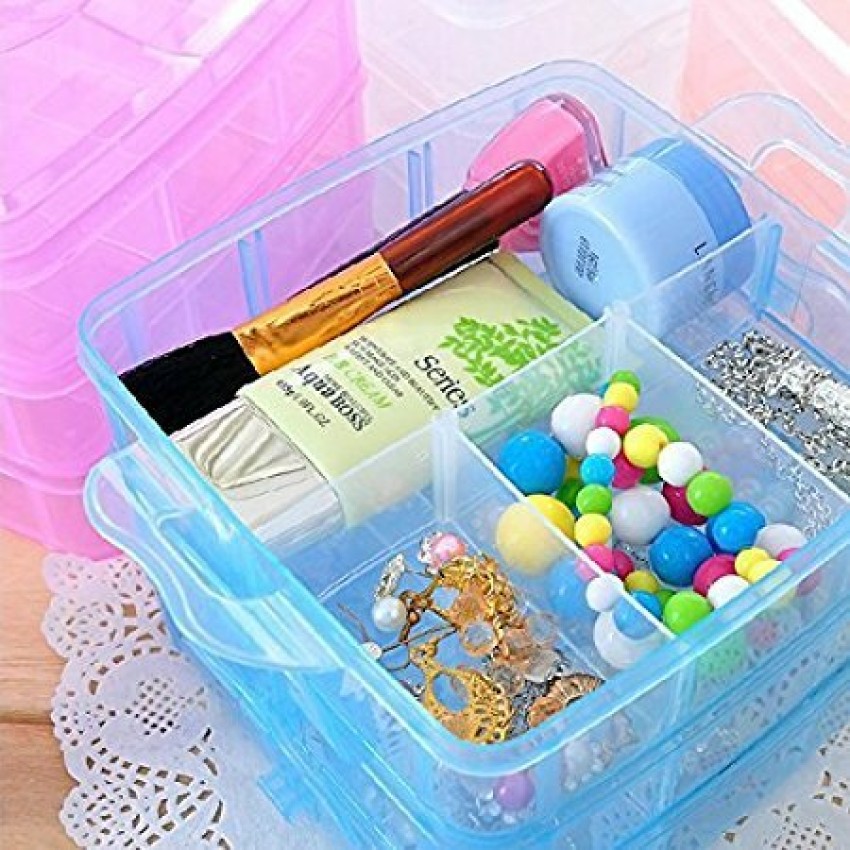 AATTMGYA Storage Box with 3 Removable Layers and 18 Dividers for