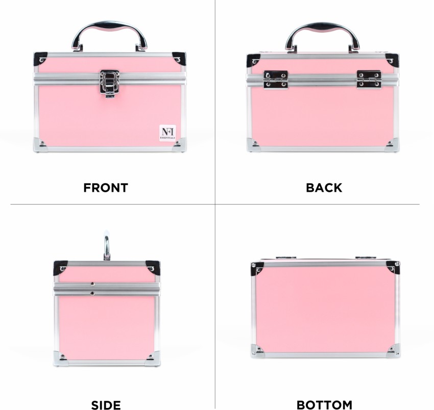 NFI Essentials Makeup Bag Cosmetic Box Jewelry Bridal Box Make Up Box  Trousseau Box (light Pink) (1)