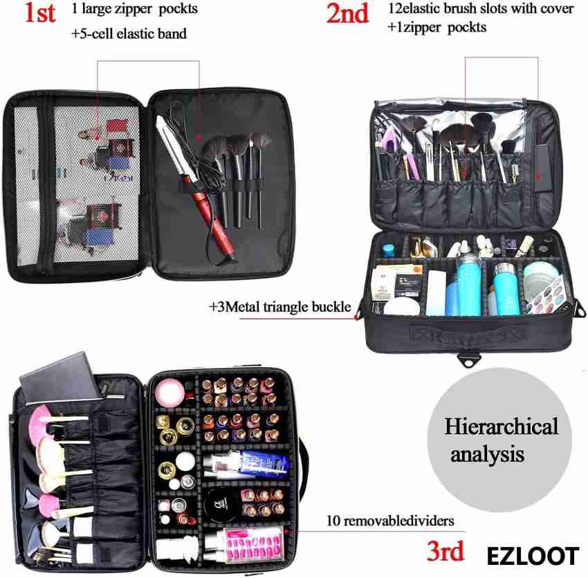 Makeup Case Travel - Large Makeup Bag 15.7 Professional Makeup Train Case  with Adjustable Strap, Leather Makeup Artist Box for Hair Curler Hair  Straightener Brush Set and Cosmetics, Millennial Pink : 