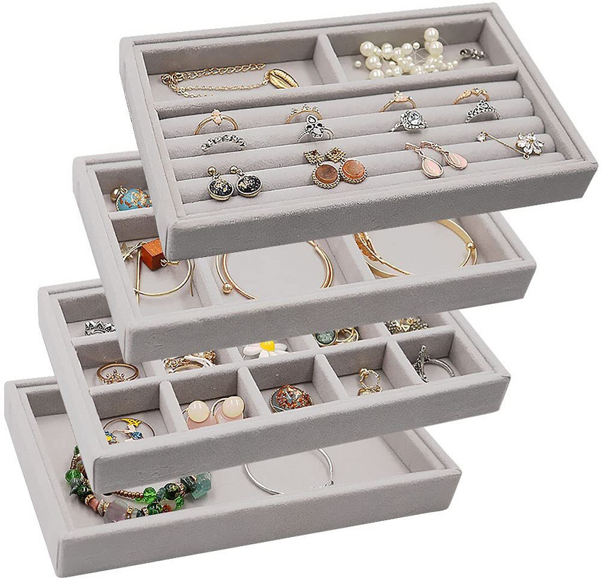 Matiman Velvet Jewelry Drawer Inserts Trays Earring Organizer Stackable Jewelry Display Trays Box Ring Holder Necklace Case Storage for Bracelet Vanity Box Price in India Buy Matiman Velvet Jewelry Dr...