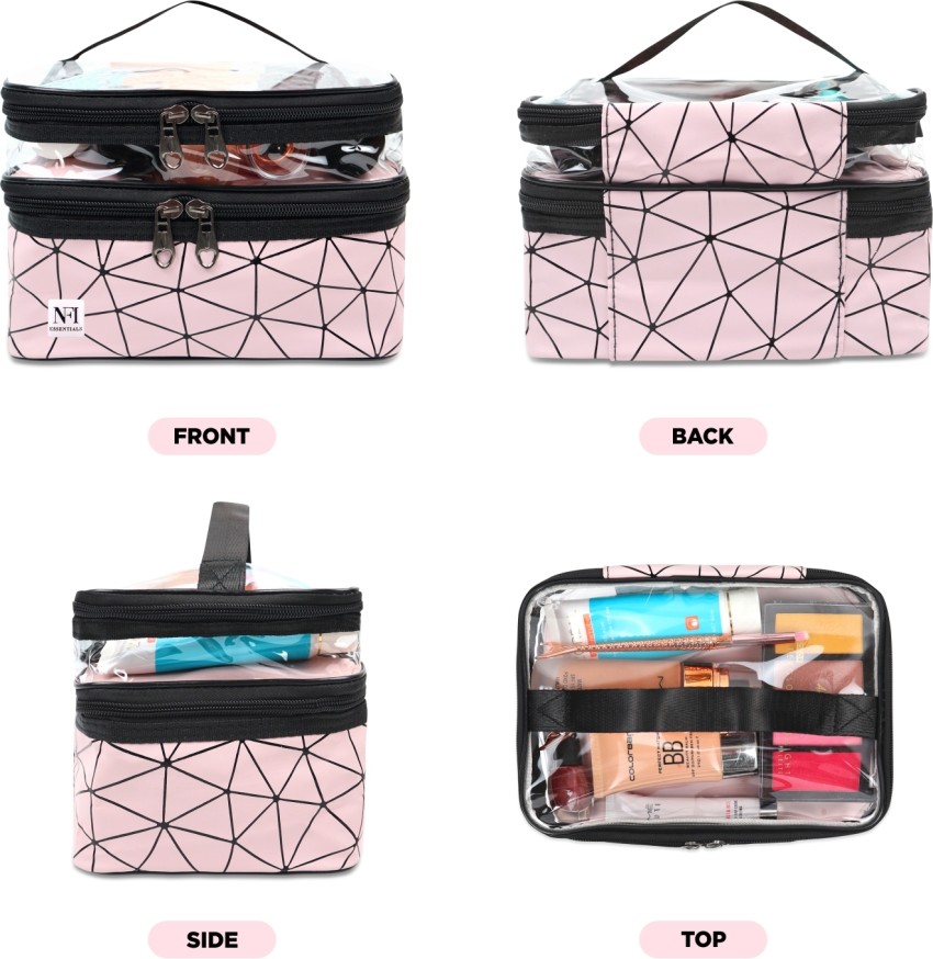 Buy Relavel Clear Makeup Bags, Cosmetic Travel Bag with Zipper, Portable  Clear Toiletry Bag for Women, Waterproof Double Layer Makeup Case Organizer  (Black) Online at desertcartINDIA