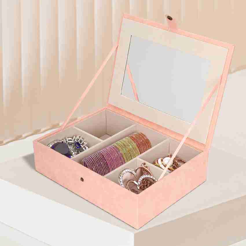 anko MDF Non Woven Fabric Jewellery Box with Mirror Lid 8.2 H x 30 W x 22 D cm Jewellery storage Vanity Box Price in India Buy anko MDF Non Woven Fabric Jewellery Box