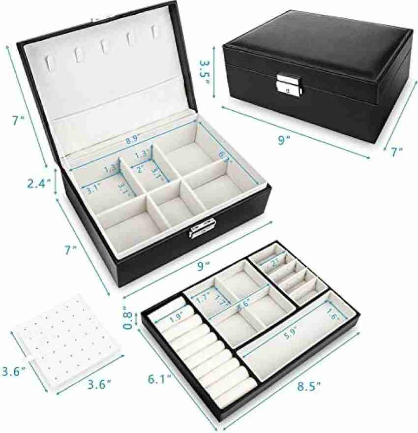 Saturey Jewelry Box Travel Jewelry Boxes Pu Jewelry Case with 2 Drawers  Mirrored Jewelries Necklaces Earrings Rings Craft Containers for Organizing