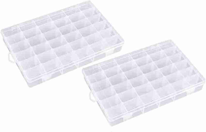 OYSTIO 36 Grid Cells Multipurpose Clear Transparent Plastic Storage Box  with Removable Dividers