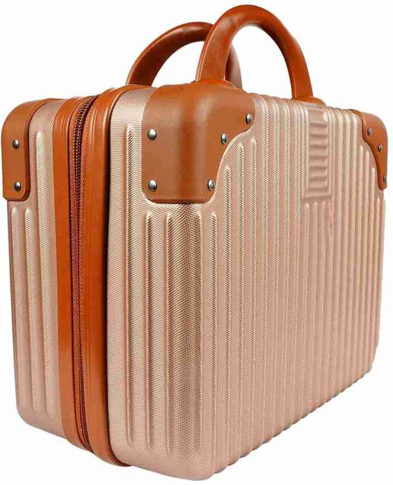 Lzttyee Small Hard Shell Cosmetic Case Travel Hand Luggage Portable  Carrying Makeup Case Suitcase Rose gold