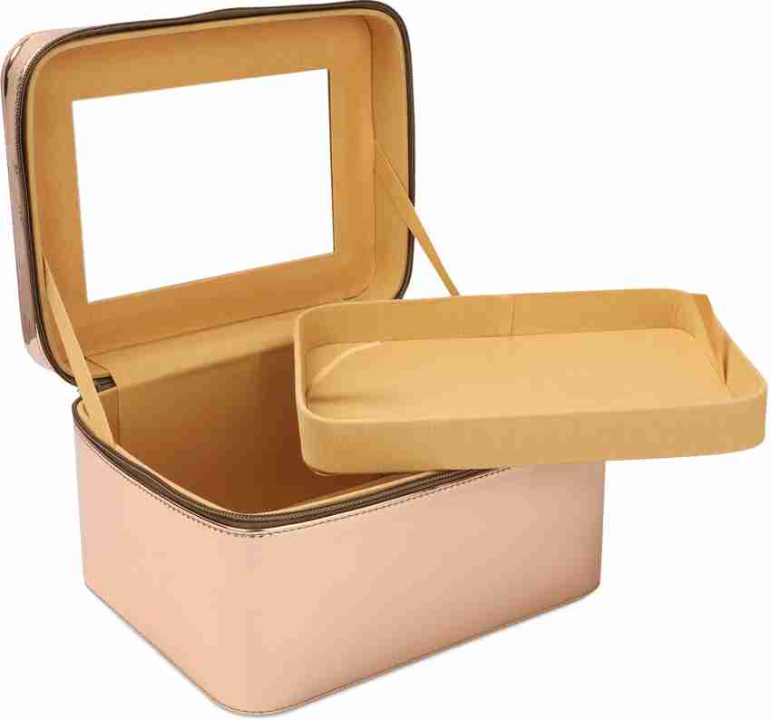 NFI Essentials Makeup Bag Cosmetic Box Jewelry Bridal Box Make Up Box  Trousseau Box (light Pink) (1)