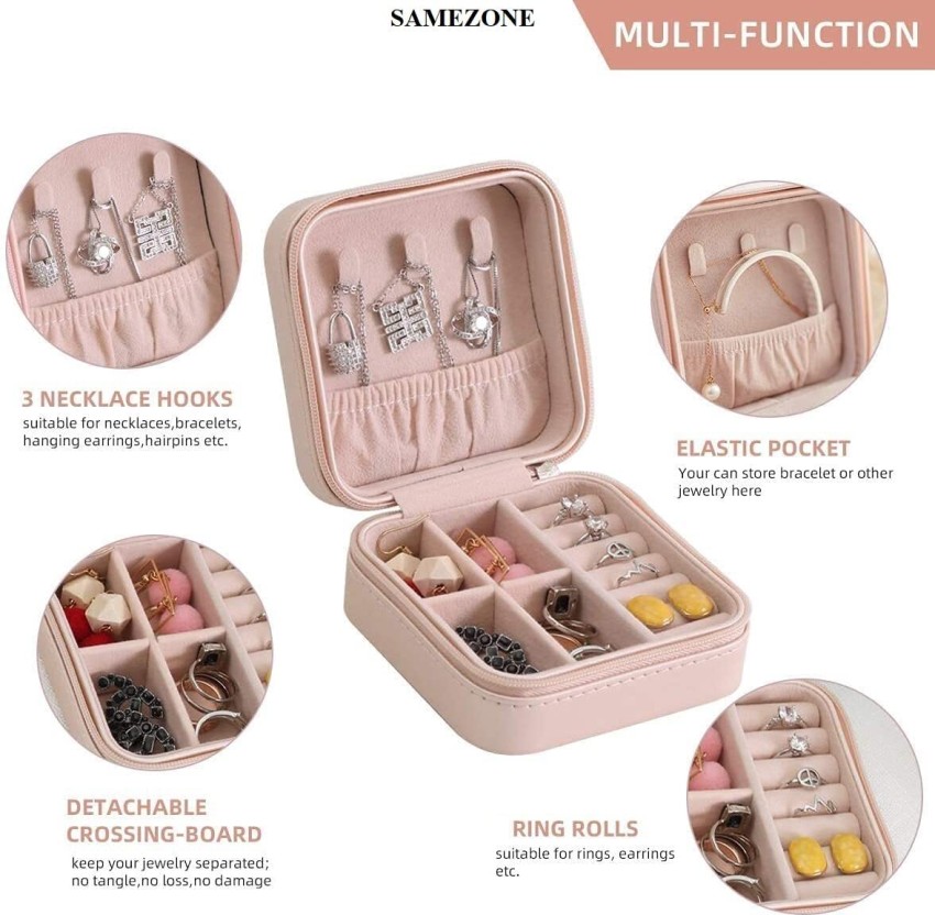 SOCHEP Jewelry Mini Organizer Box for Women Travel Storage Case PU Leather  jewellery organisers Vanity Box