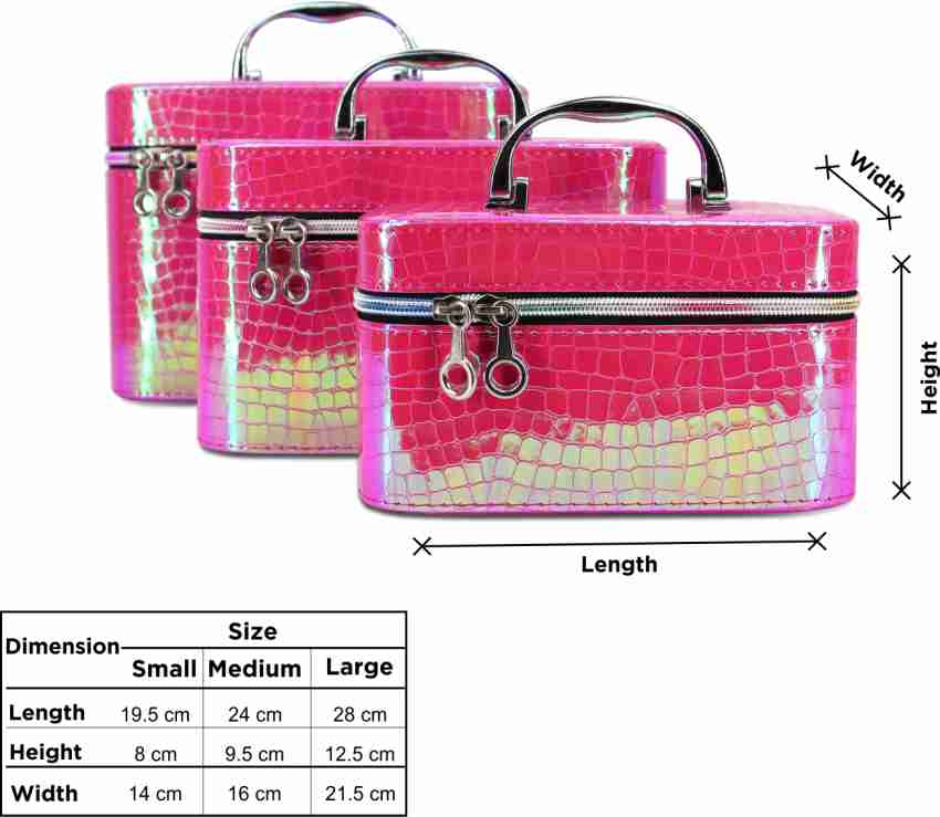 NFI essentials Set of 3piece Makeup Box Makeup Bag Set of 3, Cosmetic Bag, Jewellery Bridal Bag, Vanity Beauty Case Organizer for Wedding