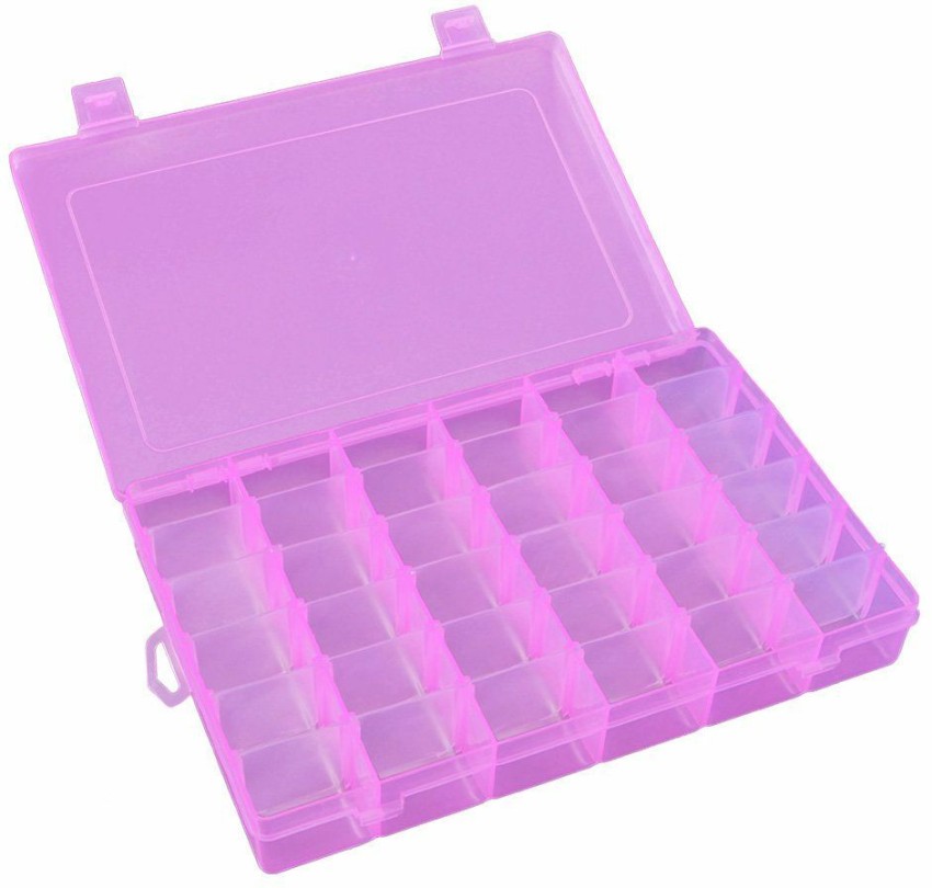OYSTIO 36 Grid Cells Multipurpose Clear Transparent Plastic Storage Box  with Removable Dividers