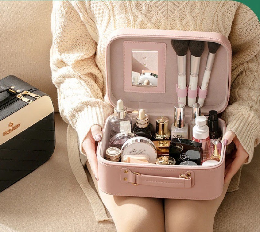 NFI essentials Set of 2 Piece Makeup Box Cosmetic Box Jewellery Box  Trousseau Box Vanity Box Organizer Makeup Kit for Girls Big Set Box Makeup  Pouch