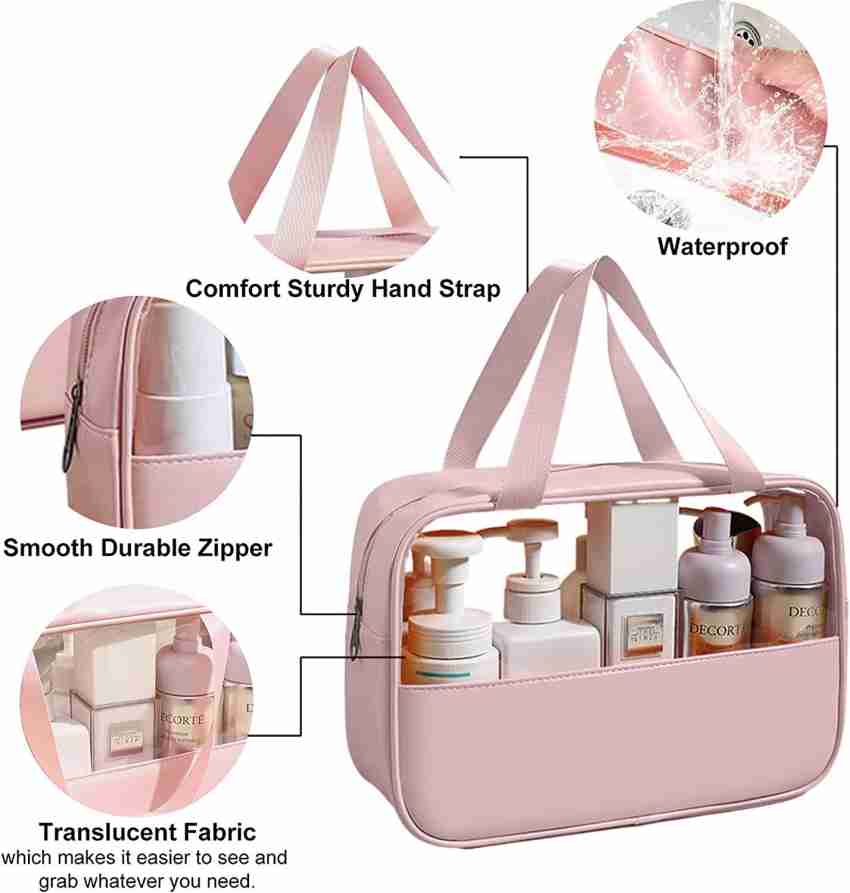 Clear Cosmetic Bag · Spill-Proof Transparent Makeup Pouch · PVC Travel Organizer Storage with Pockets and Zipper · Gray · EzPacking