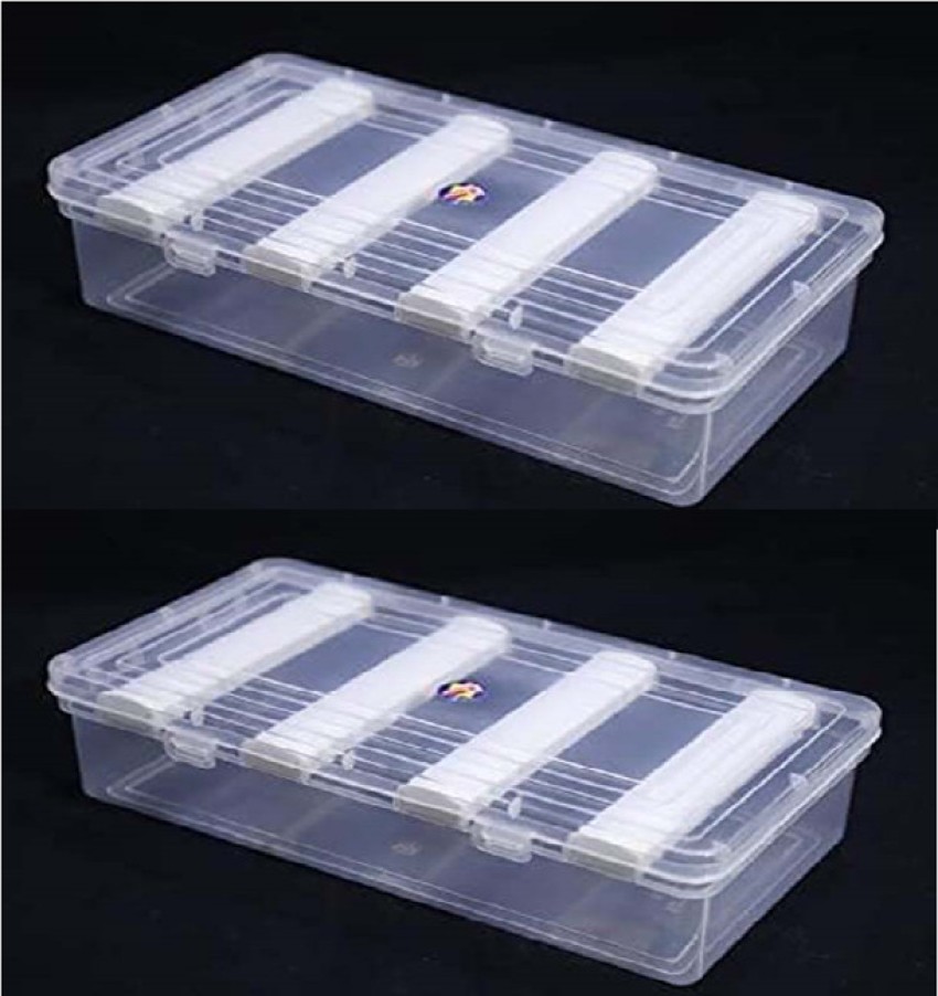 Right Rectangular Small Size Plastic Boxes for Small Storage Things  Jewellery/Dry Fruits/Stationery (Transparent) -Set of 5 Pieces