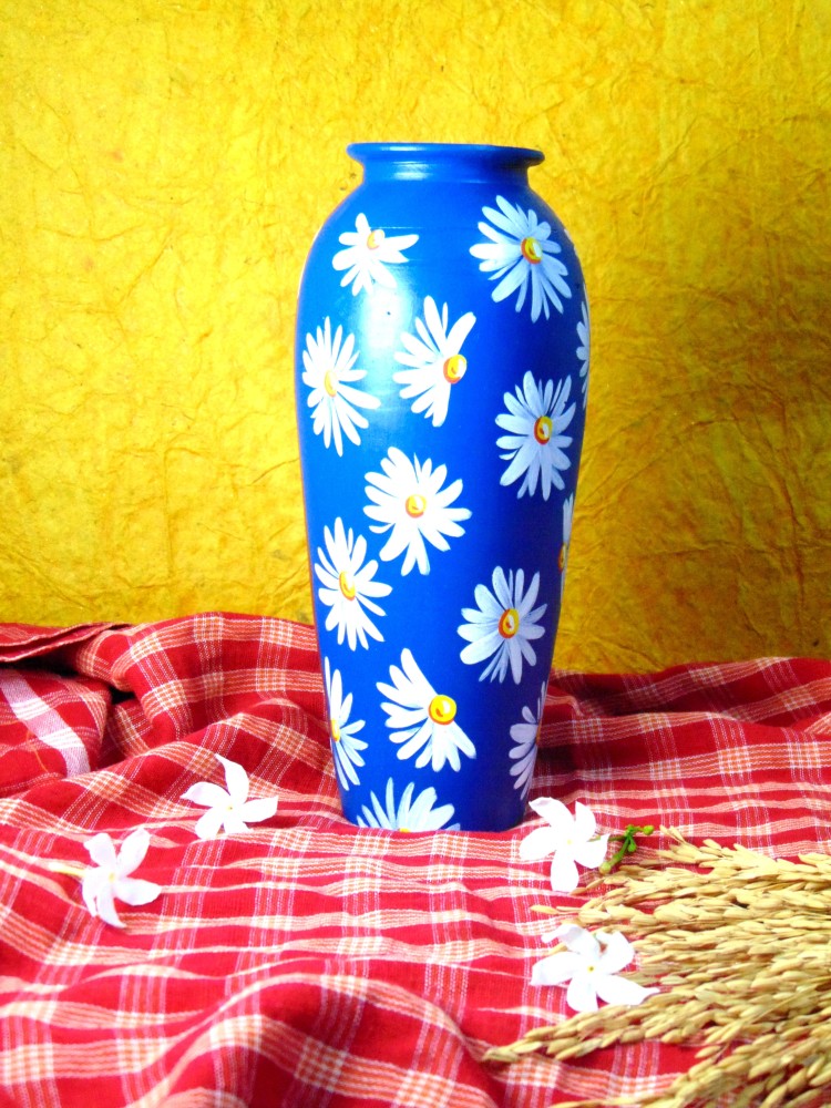 Glossy Blue & White Ceramic Flower Base, Size: Medium, Shape: Bottle Shaped  at Rs 1000 in Kolkata