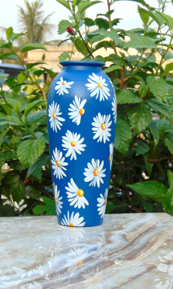 Glossy Blue & White Ceramic Flower Base, Size: Medium, Shape: Bottle Shaped  at Rs 1000 in Kolkata