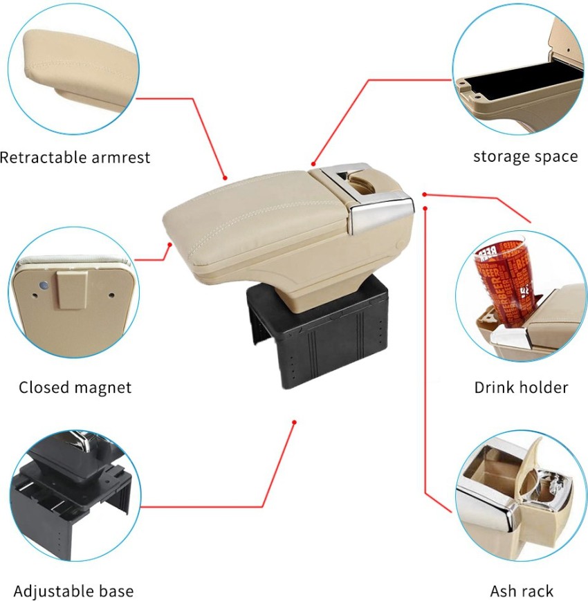 Oshotto PU Leather AR-01 Car Armrest Console Box For MG Astor