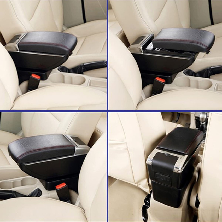 Air Wink Universal Leather Car Armrest Storage Box with Cup Holder