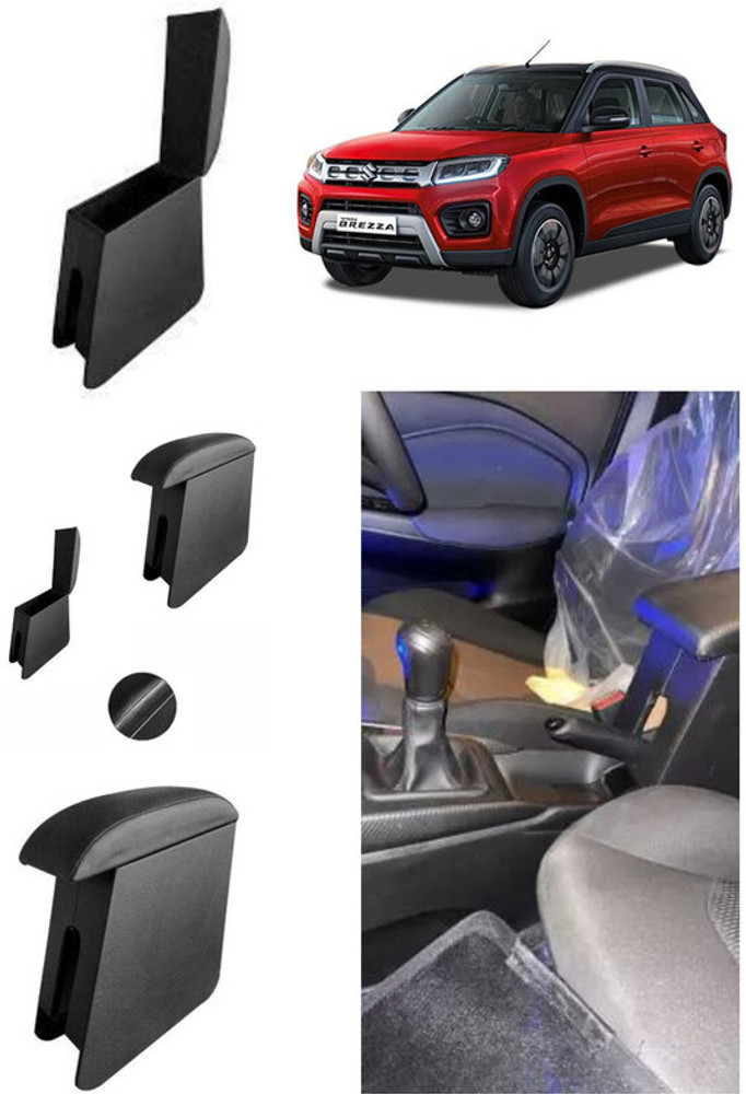 ks parts BREZZA Wooden Custom fit Black Color Car Armrest Car