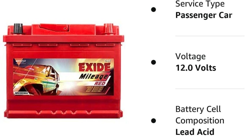 EXIDE MILEAGE MLDIN60 60 AH Battery 60 Ah Battery for Car Price in India -  Buy EXIDE MILEAGE MLDIN60 60 AH Battery 60 Ah Battery for Car online at