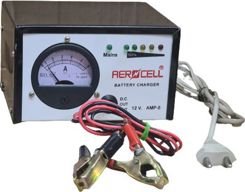 AEROCELL 12V 5Ah Battery Charger with LED Indicator Ampere Meter