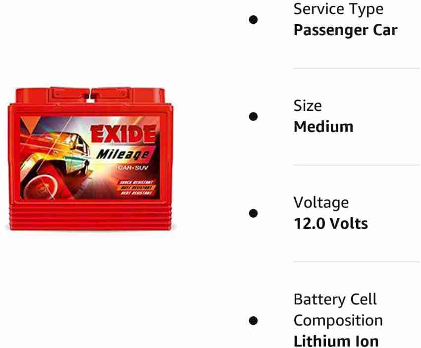EXIDE Mileage Din60-60ah Car Battery 60 Ah Battery for Car Price in India -  Buy EXIDE Mileage Din60-60ah Car Battery 60 Ah Battery for Car online at