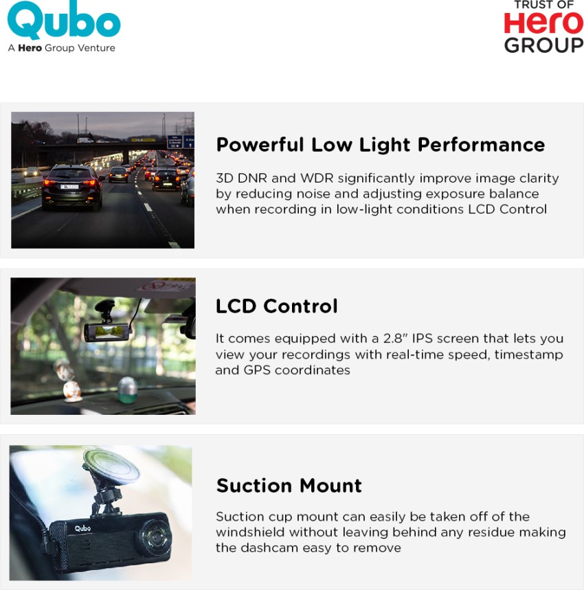 Qubo HCA04 Smart Dashcam Pro 4K DualCam with Wi-Fi GPS Front 4K Rear 1080P  1TB SDCard Vehicle Camera System Price in India - Buy Qubo HCA04 Smart  Dashcam Pro 4K DualCam with Wi-Fi GPS Front 4K Rear 1080P 1TB SDCard Vehicle