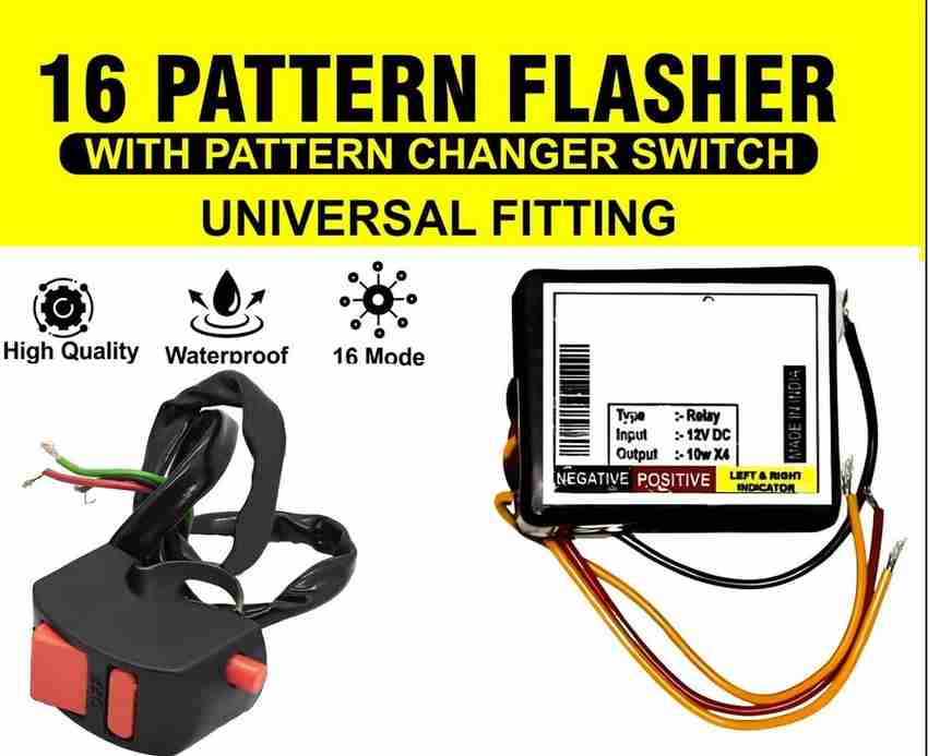 LOVMOTO Universal Bike Hazard Indicator Flasher Blinker 16 Patterns for Sup er XL Indicator Light Motorbike LED 12 V 12 W Price in India Buy LOVMOTO Universal Bike Hazard Indicator Flasher Blinker 16 ...