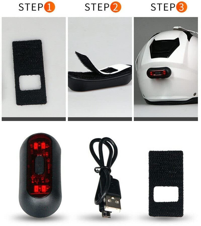 MIKANIX Helmet Light LED With 3 Modes of Flashing Blinking Strobe with USB Charging License Plate Light Motorbike LED 40 V 40 W