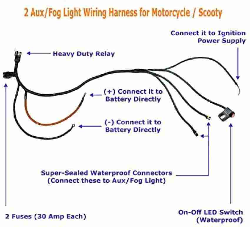 Fog Light Switch Wiring Kit ON-OFF Spot Light Switch, Wiring Harness, Switch  Relay Wiring Harness Kit For Car Fog Light 