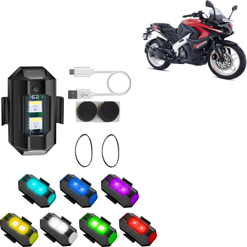 Pious 7 Color Led Strobe Light Motorbike USB Rechargeable Battery