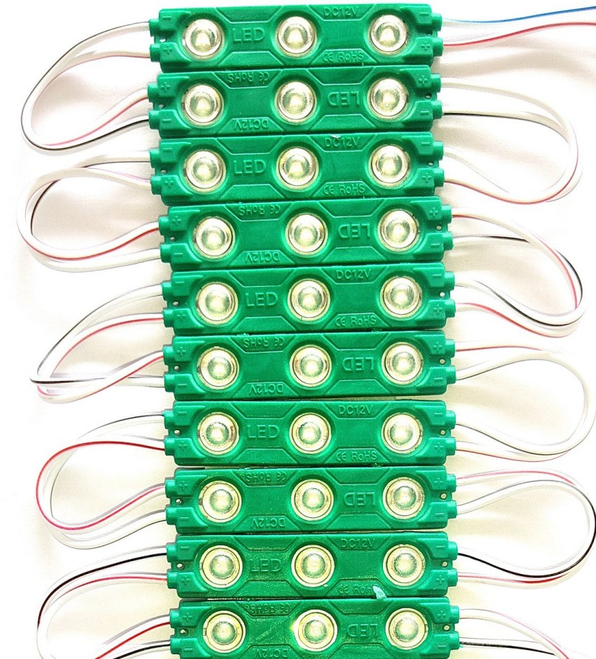 Steko 10 Pieces {GREEN} DC 12V 1.5 Watt Optical Lens 3 LED Module