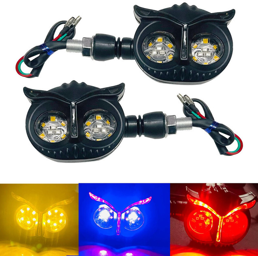 LOVMOTO Universal Owl Shaped Motorcycle Turn Signal Light Running
