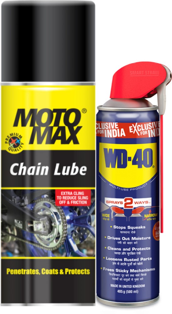 Motomax Chain lube for lubrication, 200ml & WD40, Multipurpose Smart Spray,  500ml Chain Oil Price in India - Buy Motomax Chain lube for lubrication,  200ml & WD40, Multipurpose Smart Spray, 500ml Chain