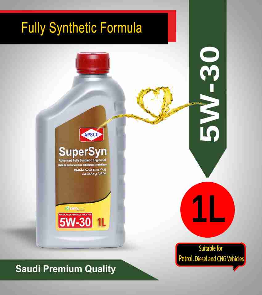 APSCO SuperSyn Gasoline Engine Oil 5W-30 API SN, ACEA A5/B5-12,C2-16,  C3-16- 1Ltr SUPSYN 5W-30 FS SN-C2,C3 Full-Synthetic Engine Oil Price in  India - Buy APSCO SuperSyn Gasoline Engine Oil 5W-30 API SN