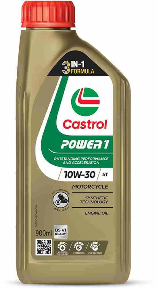 Castrol 10W 30 4T 900ml POWER1 4T Engine Oil for Bikes with 3in1 Technology BS VI Ready Full Synthetic Engine Oil Price in India Buy Castrol 10W 30 4T 900ml POWER1 4T Engine Oil