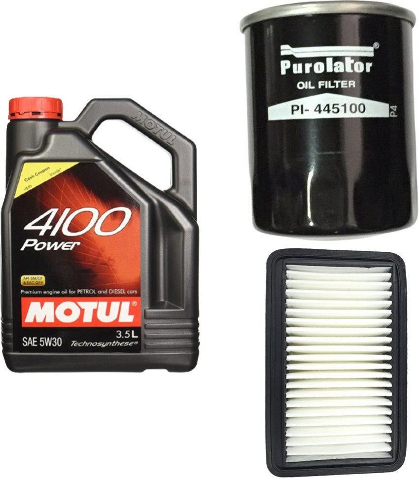 MOTUL 4100 5W30 Engine oil, Air Filter & Oil Filter Combo For