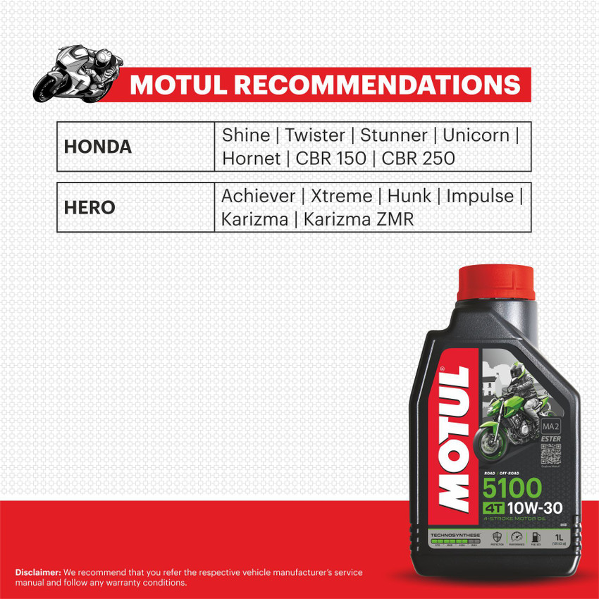 MOTUL 5100 4T10W 30 Techno Ester Synthetic Blend Engine Oil Price in India Buy MOTUL 5100 4T10W 30 Techno Ester Synthetic Blend Engine Oil online at Flipkart
