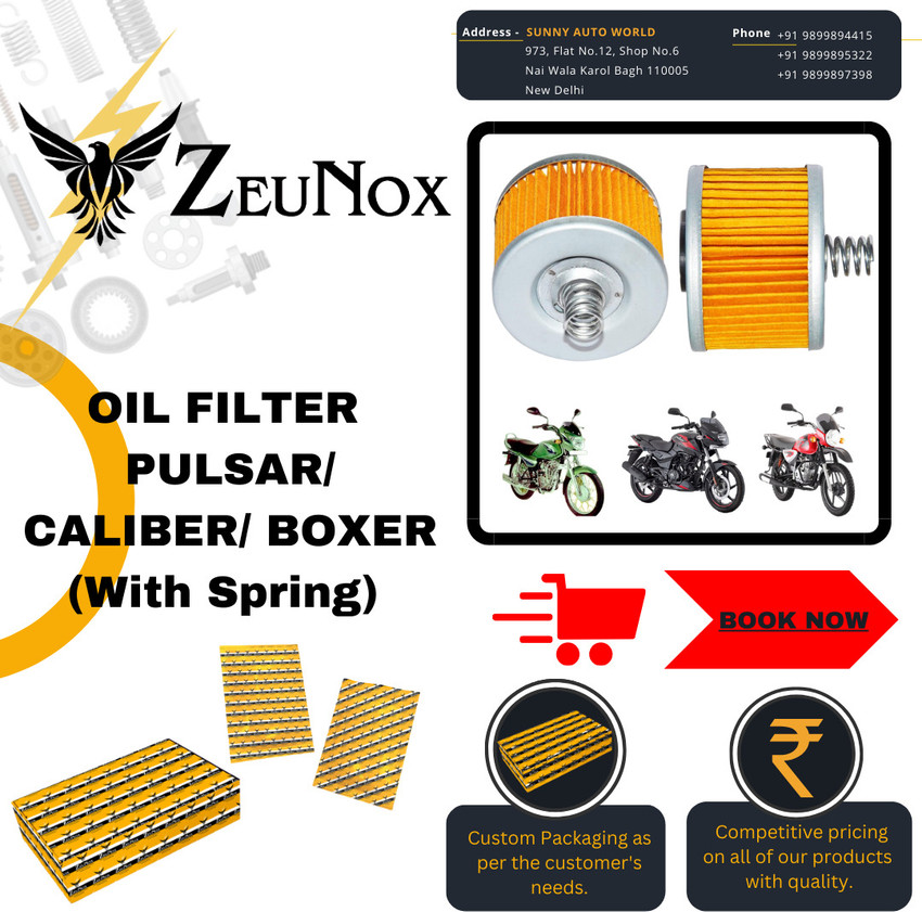 ZEUNOX High Performance Oil Filter Compatible for Caliber Discover 125 Pulsar 135V 15 Spin on Oil Filter Price in India Buy ZEUNOX High Performance Oil Filter Compatible for Caliber Discover 125 Pulsa...