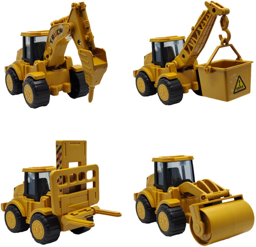 Set of 4 Excavator Crane Loader Dump Truck Construction Toys for