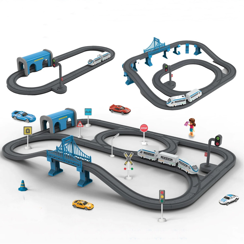 Vaniha Battery Operated Train Set for Kids 3 Years with Magnetic Tracks 91 Pieces