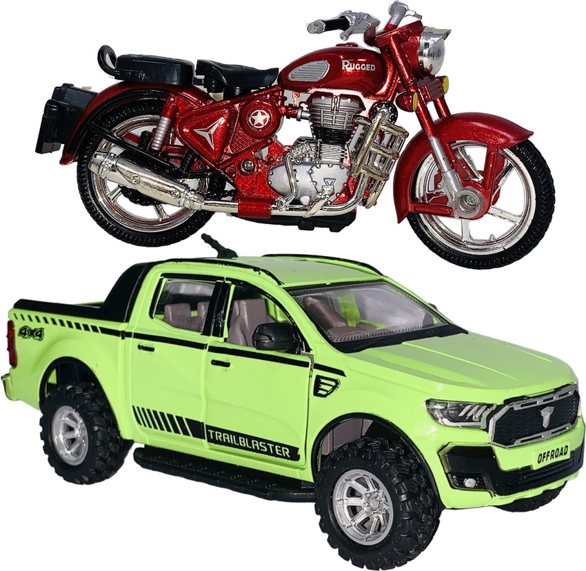 Miniature Mart 2 Small Size Plastic Bike Raptor Pickup Truck Toy
