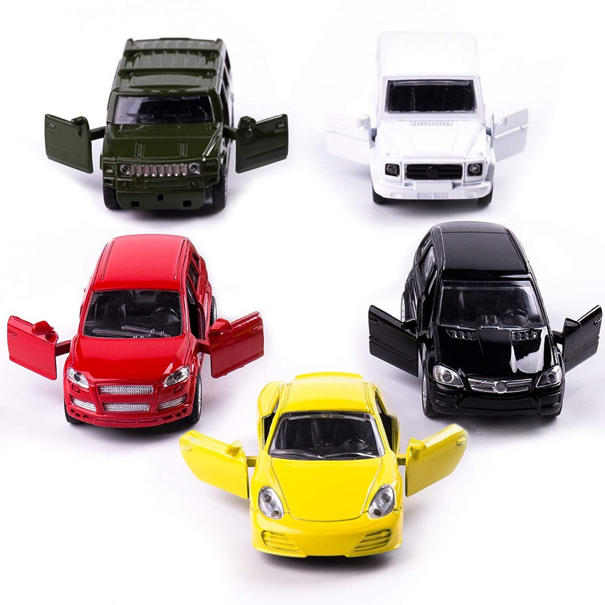 Small toy cars with store doors that open