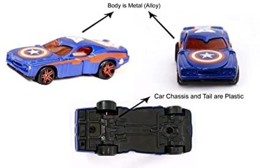 littlewish 4 Cars Toys Free Wheel High Speed Unbreakable Diecast